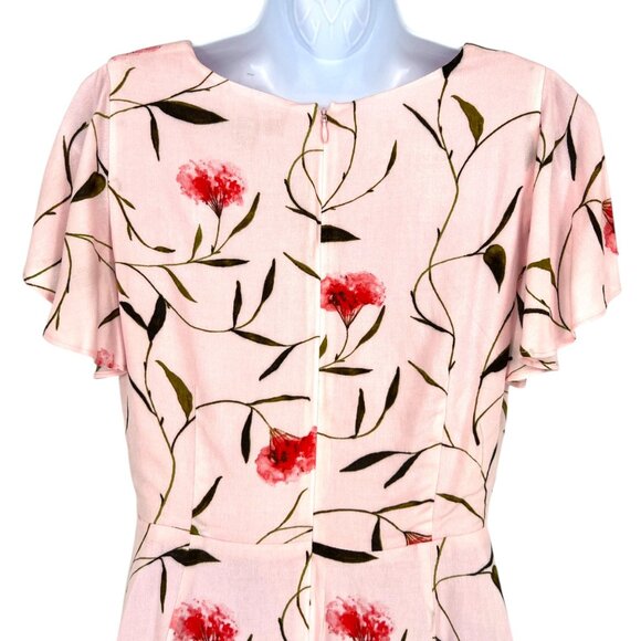 Banana Republic Pink Floral Short-Sleeve V-Neck Dress Size 6 NWT - Picture 6 of 10
